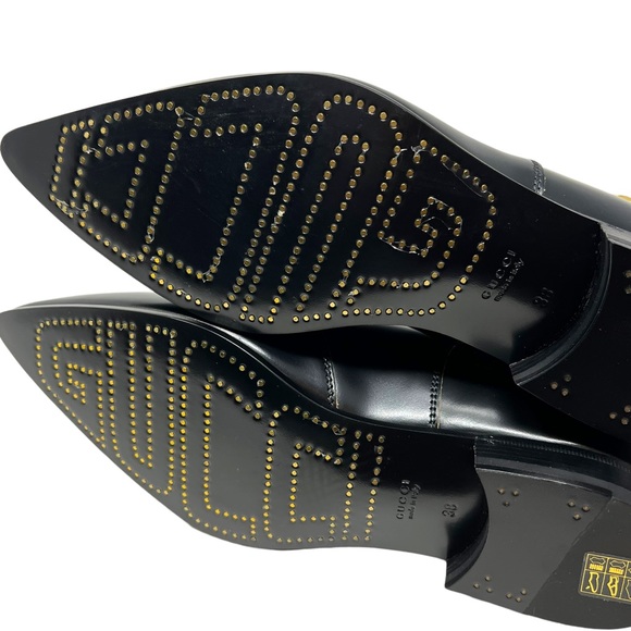 GUCCI Womens Cordovan Lux Leather Ankle Boot Black Size 38 EU - Picture 13 of 17